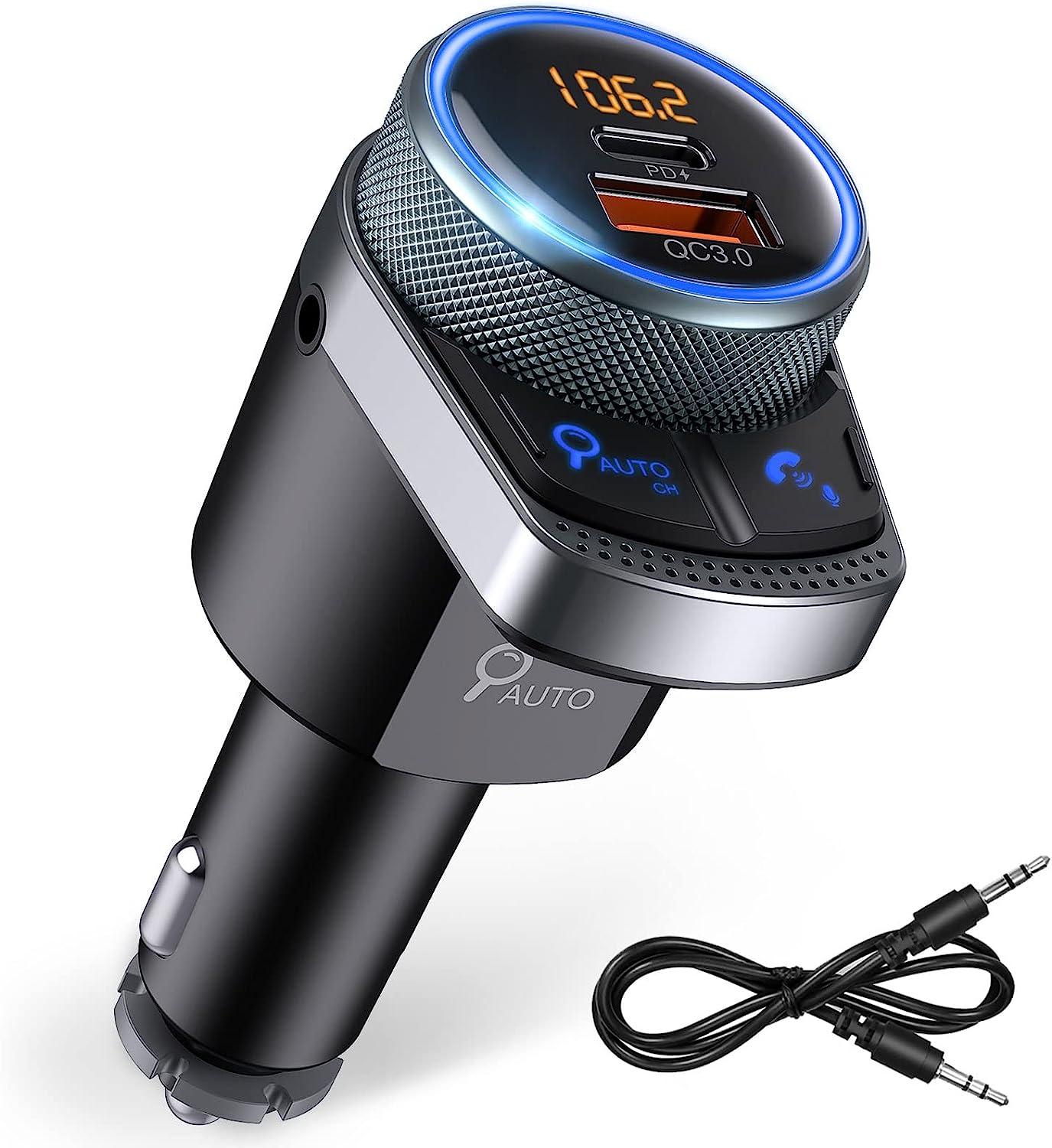 ORIA Bluetooth 5.1 Car FM Transmitter with AUX Out, Wireless Radio Ada –  Pear-Accessories