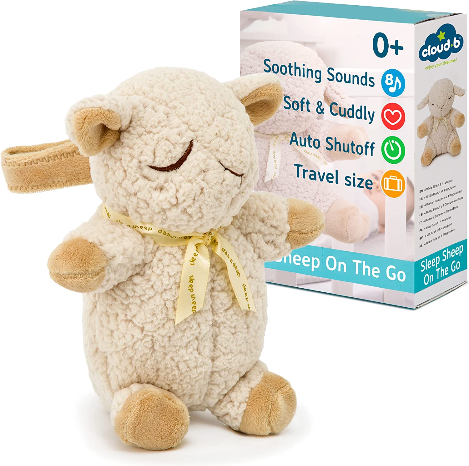 White Noise Travel Soothing Sound Machine, Cuddly Stuffed Animal