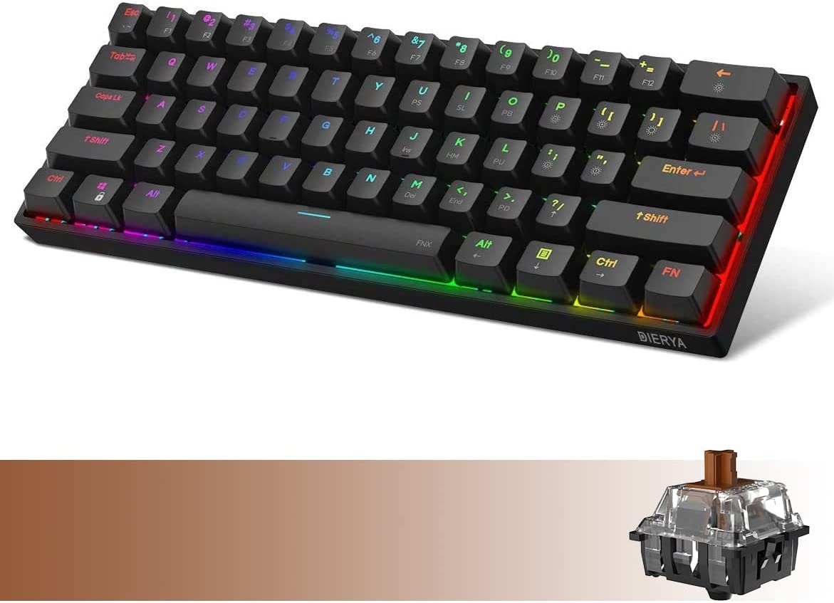 DIERYA DK61E 60% Mechanical Gaming Keyboard, Gateron Optical Switch RG –  Pear-Accessories