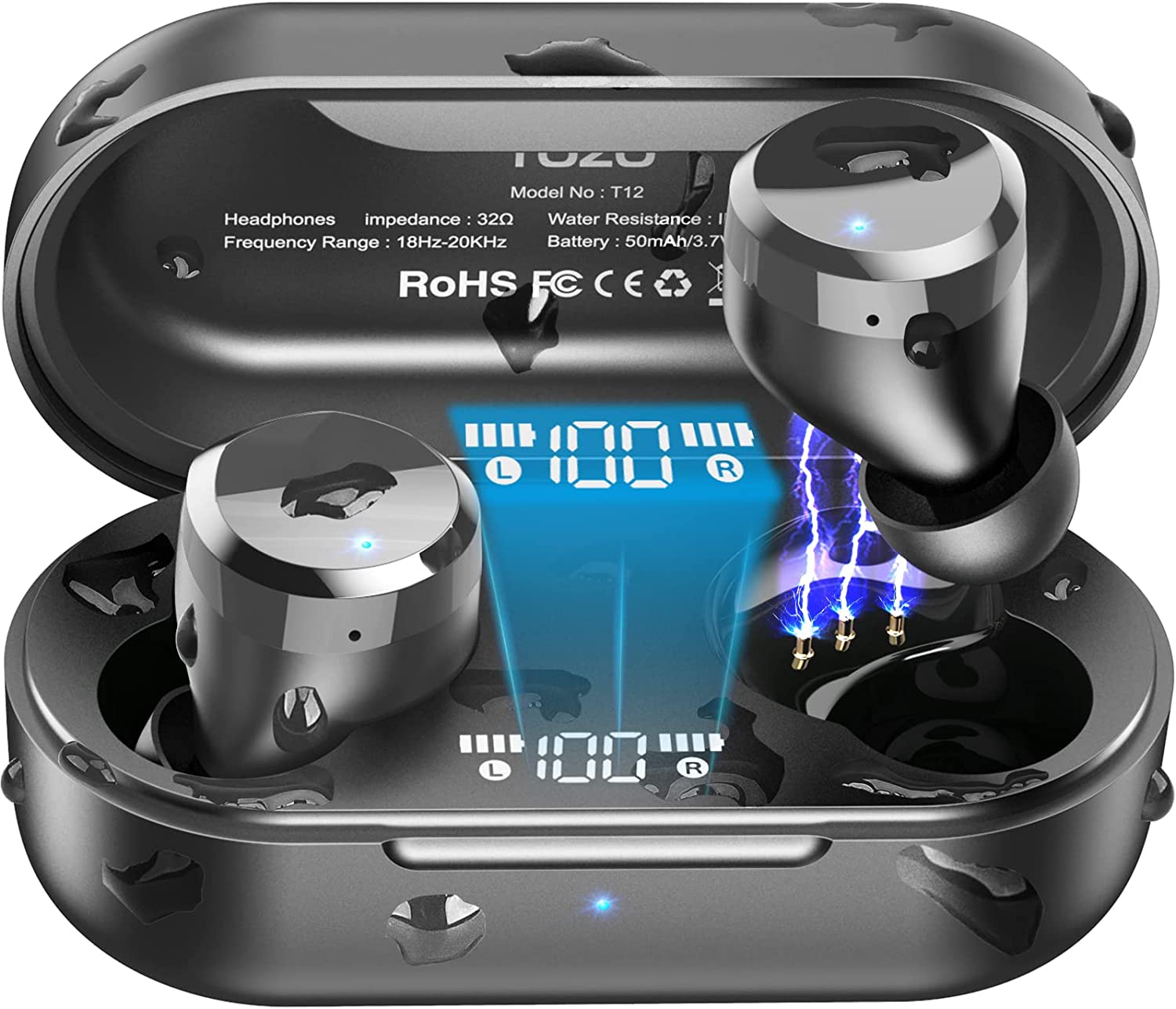 TOZO T12 Pro Earbuds Built in Mic & Wireless Charging Case