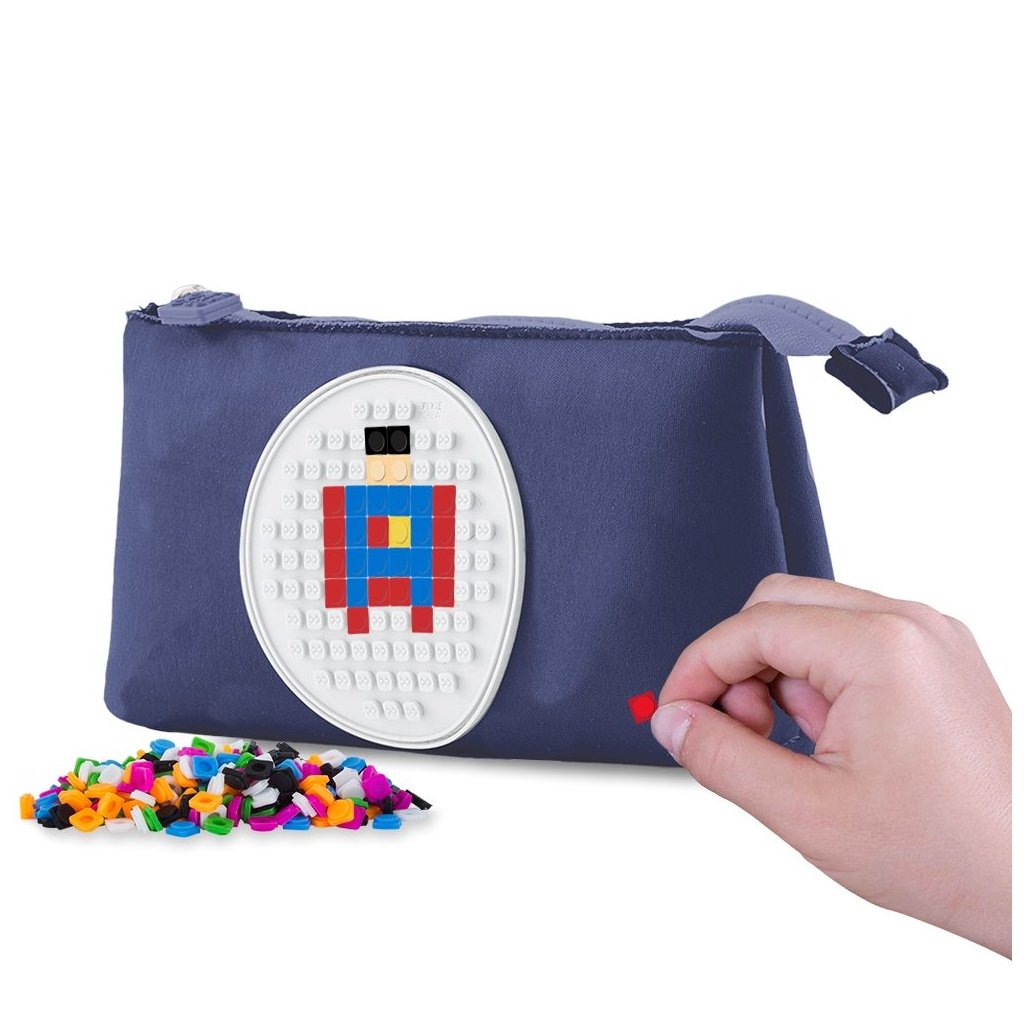 Pixie Crew Pixie Large Pouch, Crazy Colours: Blue Polka Dot Pink Zipper (65+4 Pixels for FREE), 20,3 x 12 x 3,7 cmv PXA-02-84