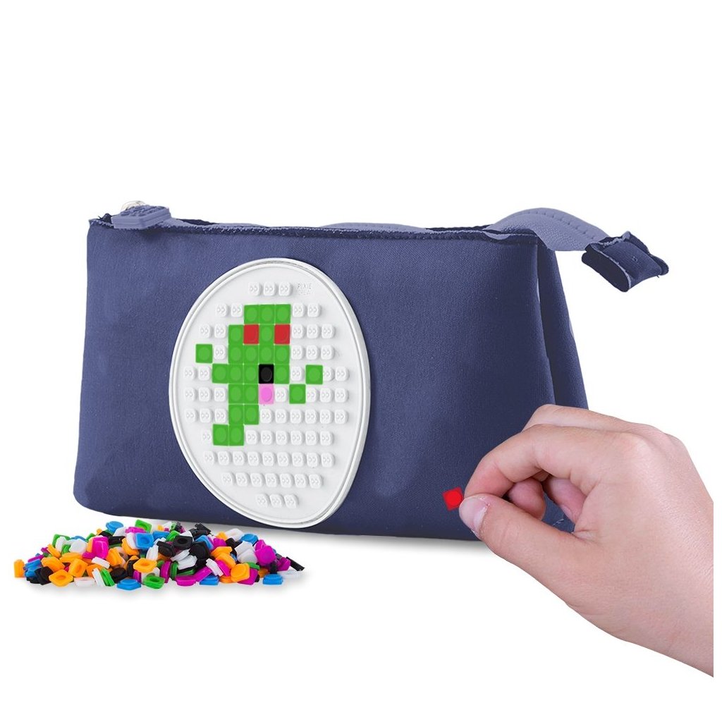 Pixie Crew Pixie Large Pouch, Crazy Colours: Blue Polka Dot Pink Zipper (65+4 Pixels for FREE), 20,3 x 12 x 3,7 cmv PXA-02-84