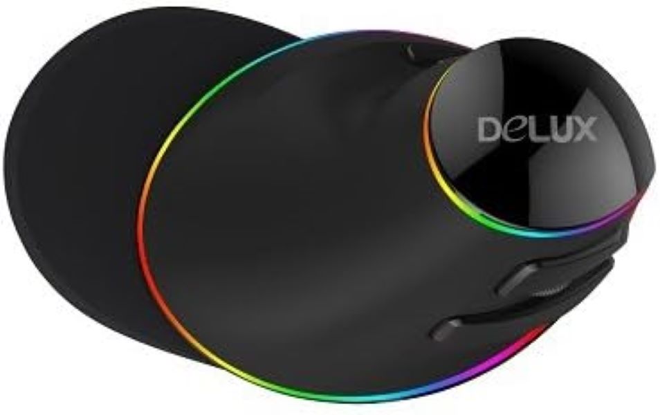 Delux M618 Plus Vertical Mouse Ergonomic Right Wired RGB 6 Button 1600 4000 DPI Computer Ergonomic Mouses Wired USB for PC