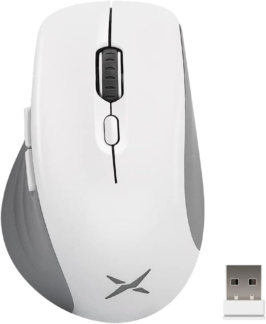 DeLUX Full-Size Wireless Ergonomic Mouse for Medium and Large Hands with Thumb Rest, Bluetooth and USB Receiver, Ergo Computer Mice with RGB, 16K DPI, USB-C, 6 Programmable Buttons (M729DB-White)