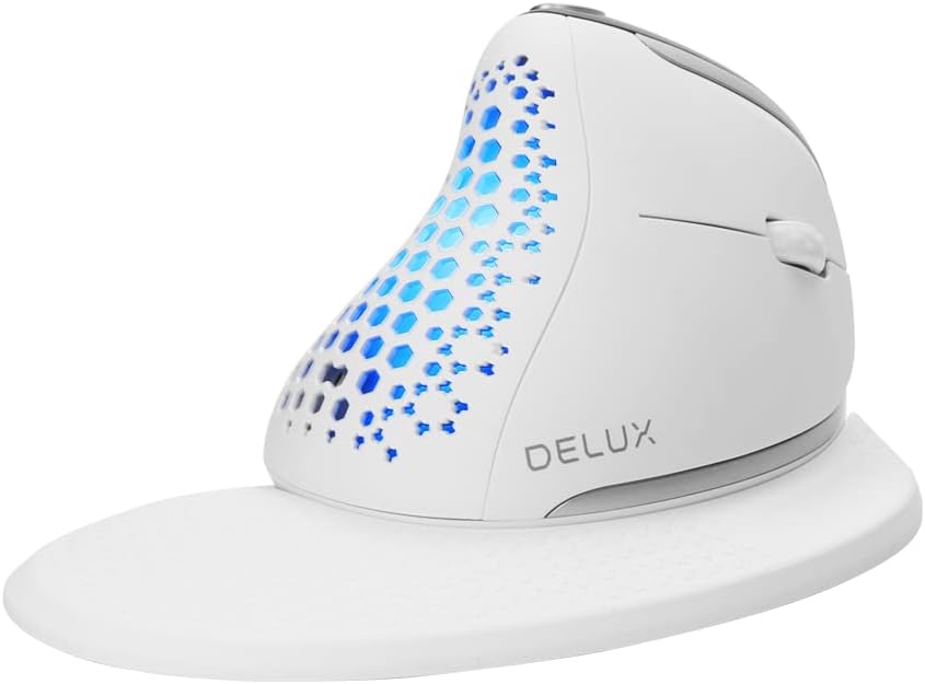 DeLUX Seeker Wireless Ergonomic Vertical Mouse with OLED Screen, BT and USB Receiver, Connect with Up to 4 Devices (M618SXD-White) or Black