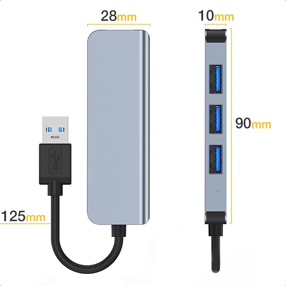 USB Hub, HILZO 4-Port Multiple USB Hub, USB 3.0, USB 2.0 Hub, Slim Portable USB Splitter, Office Accessories, Compatible with Surface, XPS, Dell, HP, Laptop, Desktop, PC, MacBook Pro Air, iMac