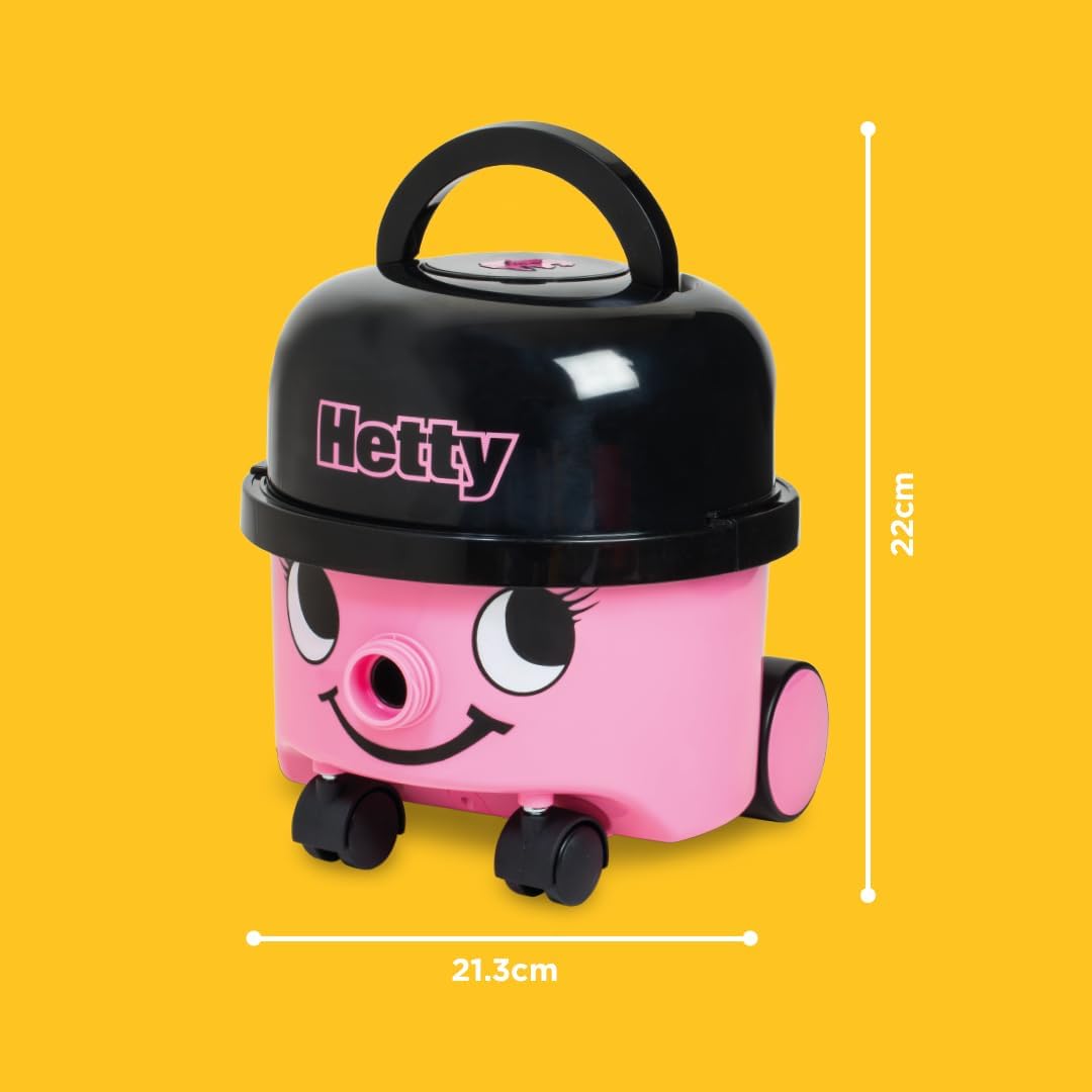 Casdon Henry & Hetty Toys - Hetty Vacuum Cleaner - Pink Vacuum Cleaner Toy with Real Function &amp; Nozzle Accessories - Kids Cleaning Set - For Children Aged 3+ Pink or Classic Red