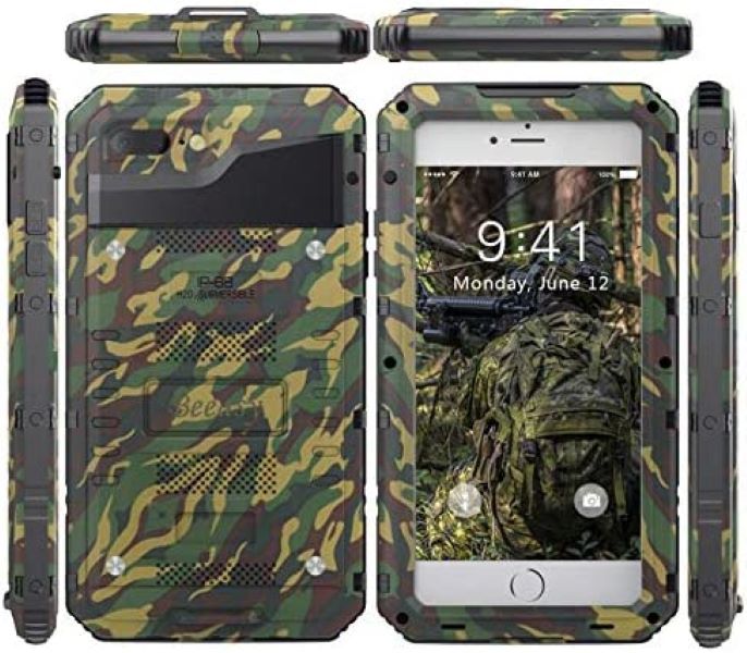 Beeasy iPhone 6 Case & iPhone 6s Case Heavy Duty with Screen Full Body Protective Waterproof, Impact Strong, Shockproof Dust Proof Tough Cover Metal Military Defender for Outdoor, Camouflage