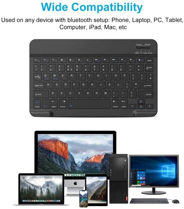 PINKCAT Bluetooth Keyboard, Ultra-Slim Wireless Keyboard UK Layout Quiet Portable Design with Built-in Rechargeable Battery for iOS, Mac, iPad, Windows and Android 3.0 and above OS