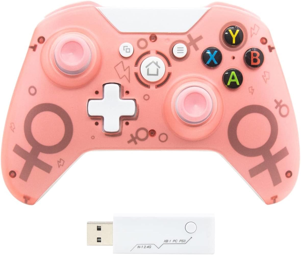 TechKen Wireless Controller for Xbox One, 2.4GHZ Game Controller Gamepad Compatible with Xbox One S/X PC (Black) (Pink) (Green)