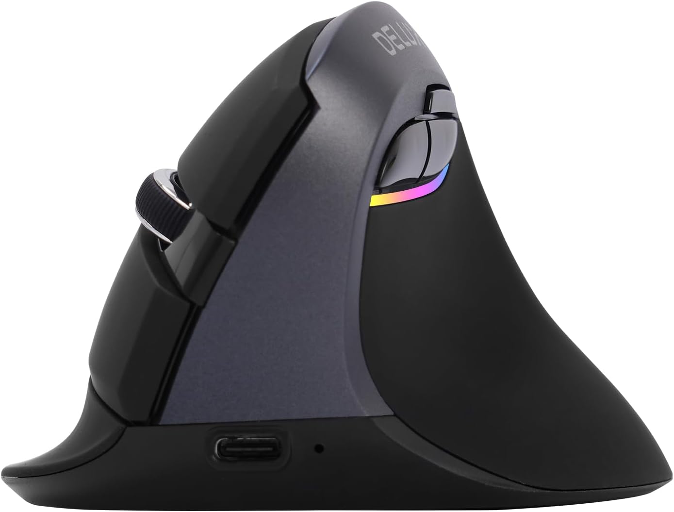 DeLUX Ergonomic Wireless Mouse, Mini Vertical Bluetooth Mouse, Silent Click, 6 Buttons, 4000 DPI, RGB Light, Rechargeable Black or White M618 Mini