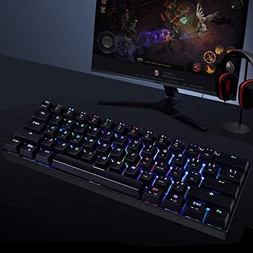 MOTOSPEED KOORUI 60% Mechanical Keyboard Portable GK61 Keys RGB LED Backlit Type-C USB Wired Office/Gaming Keyboard for Mac, Android, Windows Red Switch）