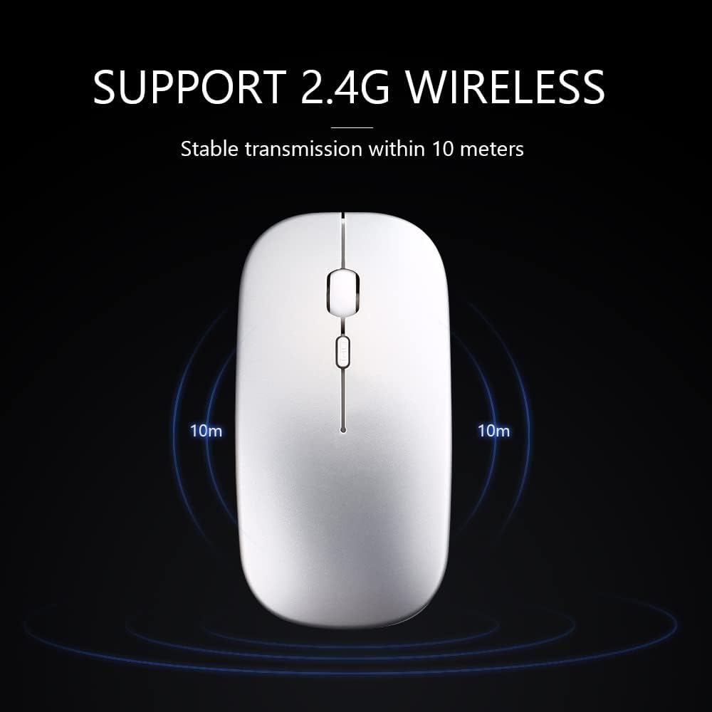 INPHIC Wireless Mouse for Laptop, [Upgraded], Ultra Slim 2.4G Rechargeable Cordless Mouse Computer Mice 1600 DPI with USB Receiver