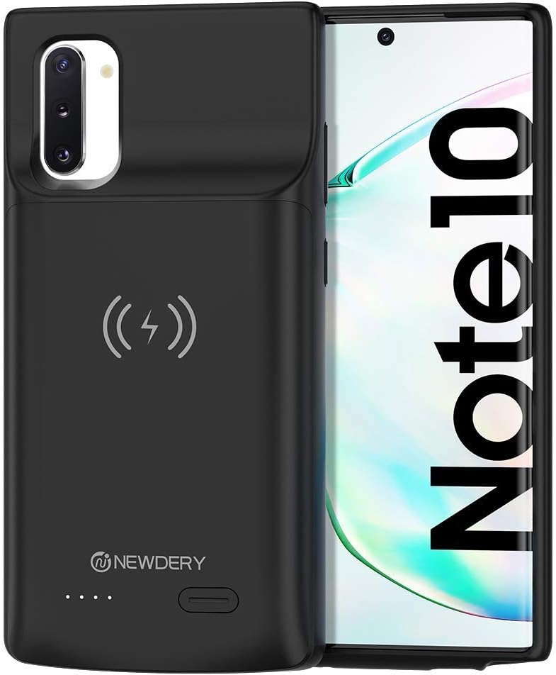 NEWDERY Galaxy Note 10 Battery Case, 5200mAh Charging Case Rechargeable Extended Charger Case, Portable Power Bank Backup (Support Qi Wireless Charging) for Samsung Galaxy Note 10