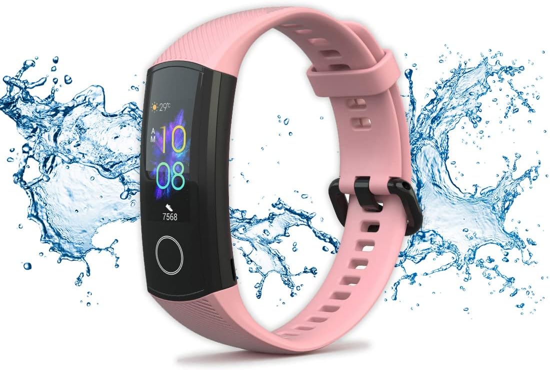 HONOR Band 5 Smart Wristband/Fitness Tracker with Heartrate Monitor, Blood Oxygen Sensor, Calorie Tracker, Sleep Tracking and Full Colour Touch Screen – Water Resistant up to 50m – Coral Pink