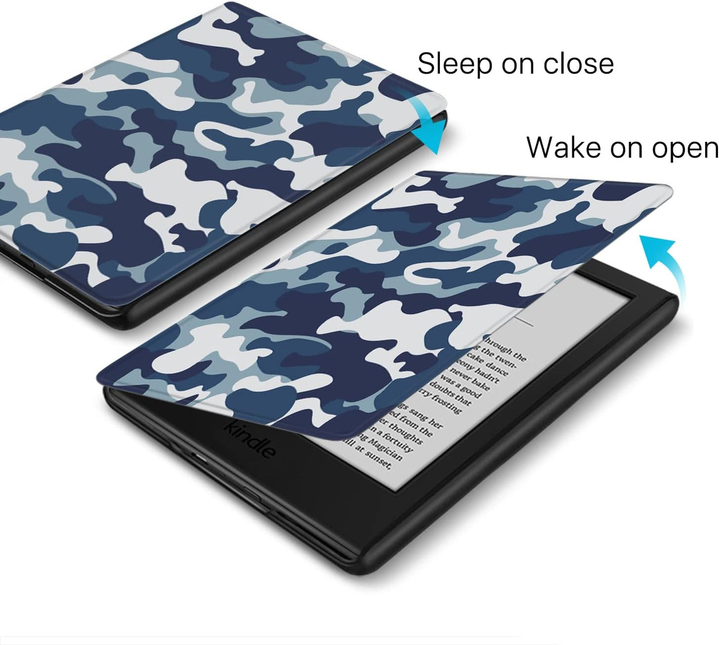 Case for Kindle 10th Generation - Slim & Light Smart Cover Case with Auto Sleep & Wake for Amazon Kindle E-reader 6" Display, 10th Generation 2019 Release (Camouflage Blue) TNP