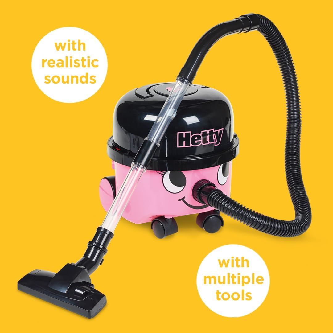 Casdon Henry & Hetty Toys - Hetty Vacuum Cleaner - Pink Vacuum Cleaner Toy with Real Function &amp; Nozzle Accessories - Kids Cleaning Set - For Children Aged 3+ Pink or Classic Red