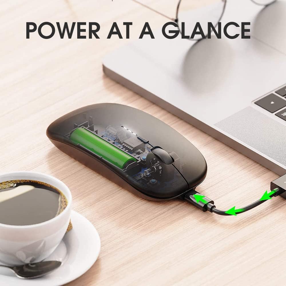 INPHIC Wireless Mouse for Laptop, [Upgraded], Ultra Slim 2.4G Rechargeable Cordless Mouse Computer Mice 1600 DPI with USB Receiver