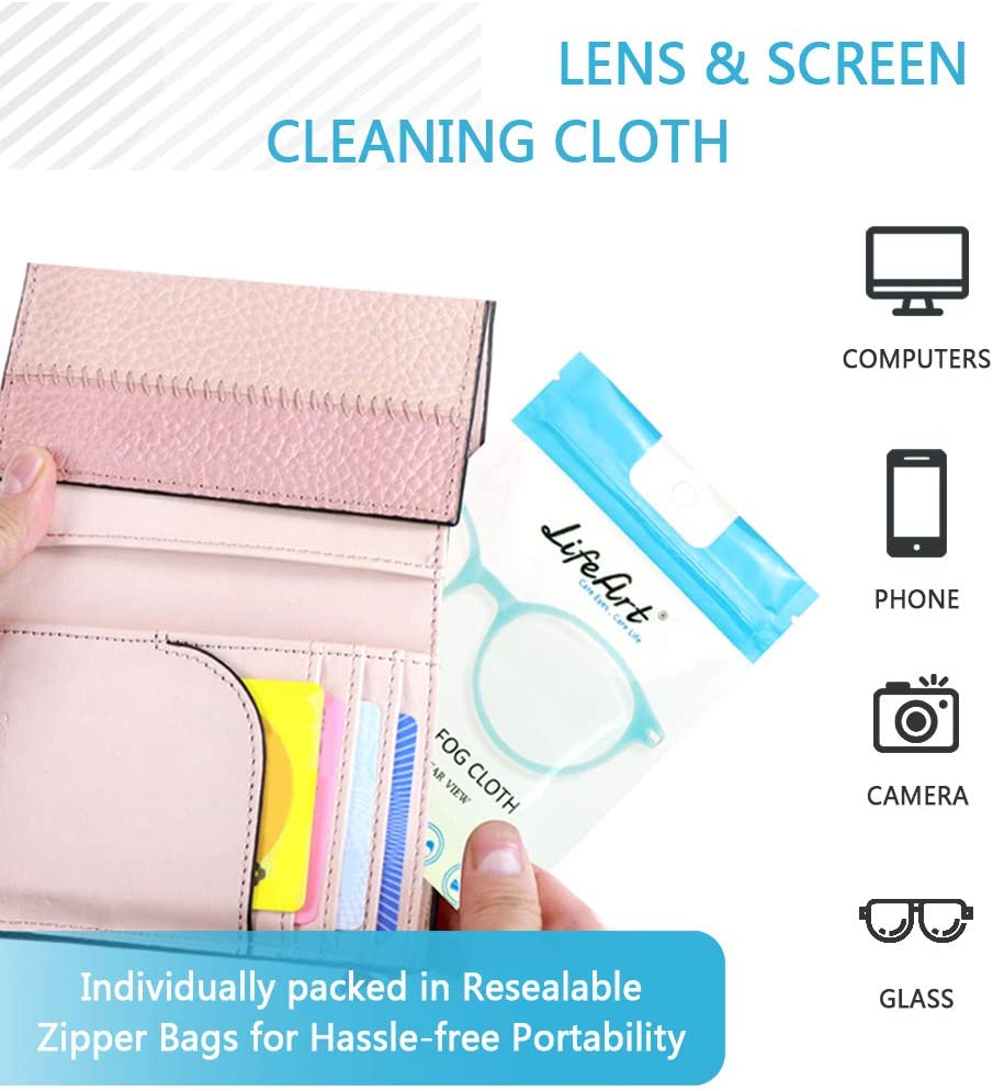 LifeArt Anti-Fog Wipe, Eyeglasses Cleaning Cloths, Cleaning Wipe for Eyeglasses, Tablets, Screens, Lens Wipe for Camera Lenses Reusable 700 times Per Pack Pack/ 3 Pack / 5 Pack / 10 Pack / 30 Pack