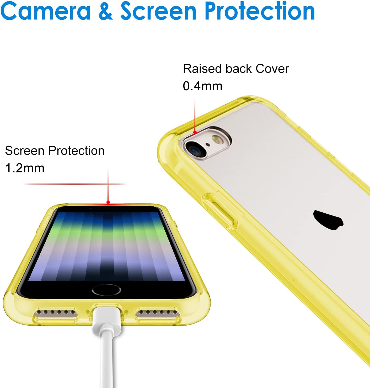 JETech Case for iPhone SE 3/2 (2022/2020 Edition), 4.7-Inch, Shockproof Phone Bumper Cover, Anti-Scratch Clear Back (Yellow)