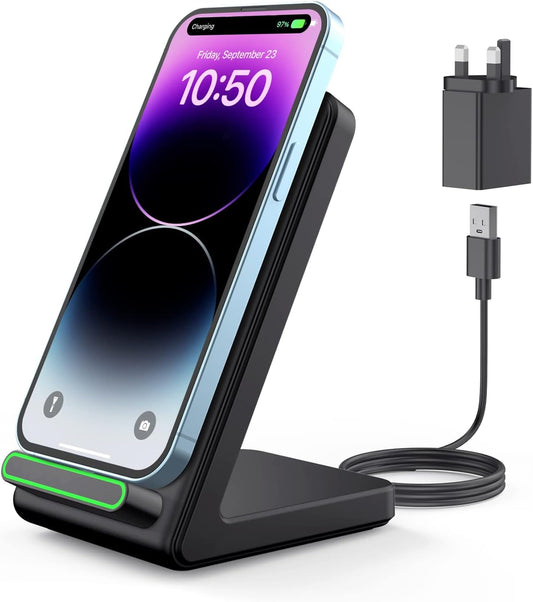 CIYOYO Wireless Charger, [with QC3.0 Adapter] Wireless Phone Charger for iPhone 14/13/12/11/Pro/Pro Max/XS/XR/X/8, Qi-Certified Fast Wireless Charger for Samsung S22/S21/S20/S10/S9/S8/S7/Note 20/10/9