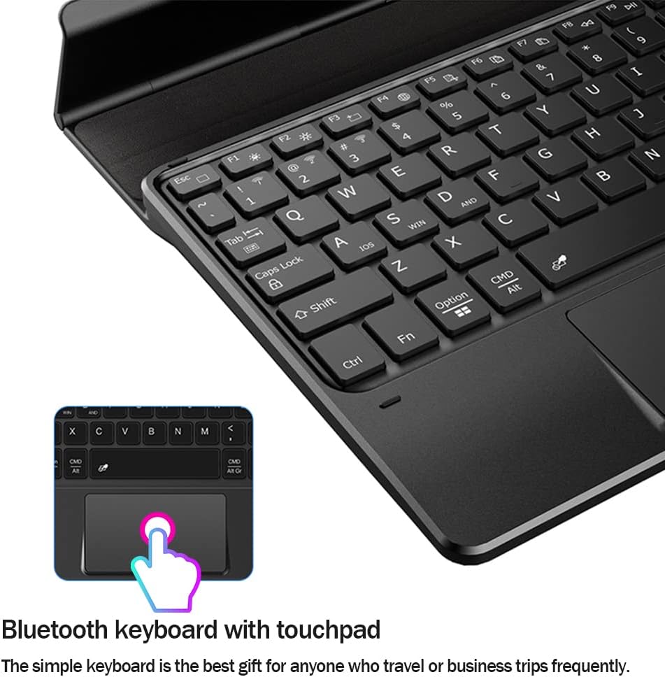 Multi-Device Wireless Bluetooth Keyboard For iPad iPhone Smartphone Tablet Windows, iOS Android Universal portable Rechargeable wireless keyboard with trackpad Foldable Bracket, 7-Color Backlit Light