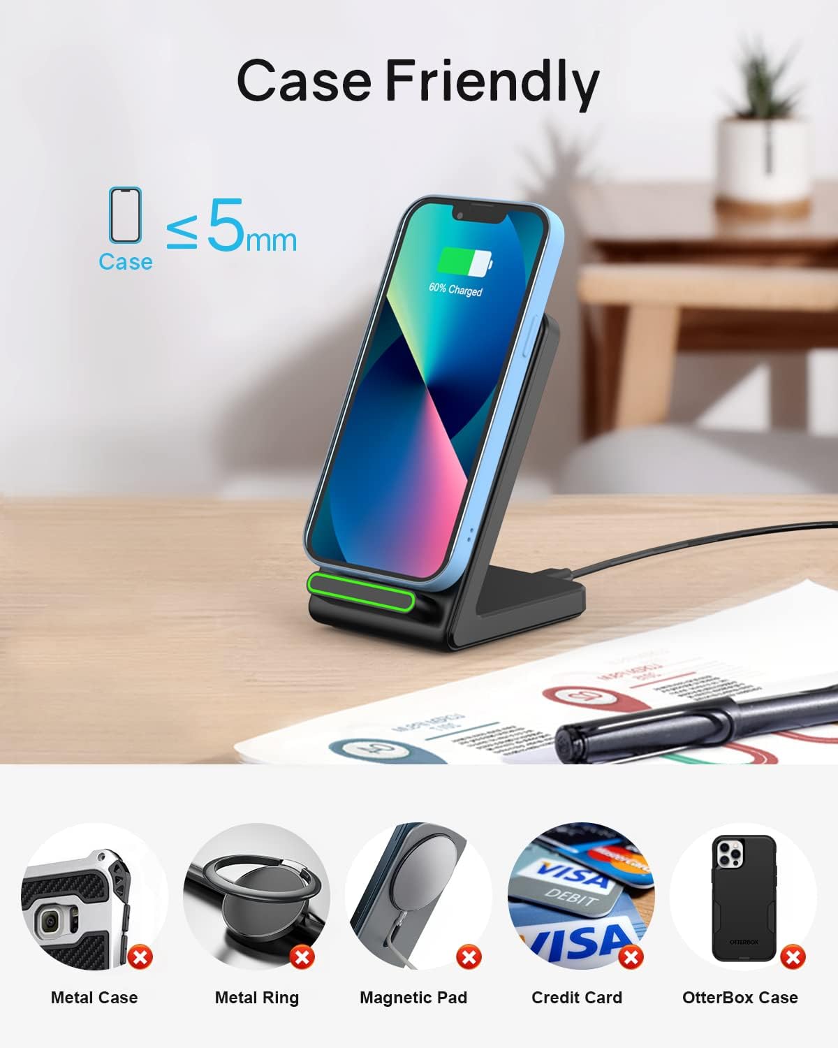 CIYOYO Wireless Charger, [with QC3.0 Adapter] Wireless Phone Charger for iPhone 14/13/12/11/Pro/Pro Max/XS/XR/X/8, Qi-Certified Fast Wireless Charger for Samsung S22/S21/S20/S10/S9/S8/S7/Note 20/10/9