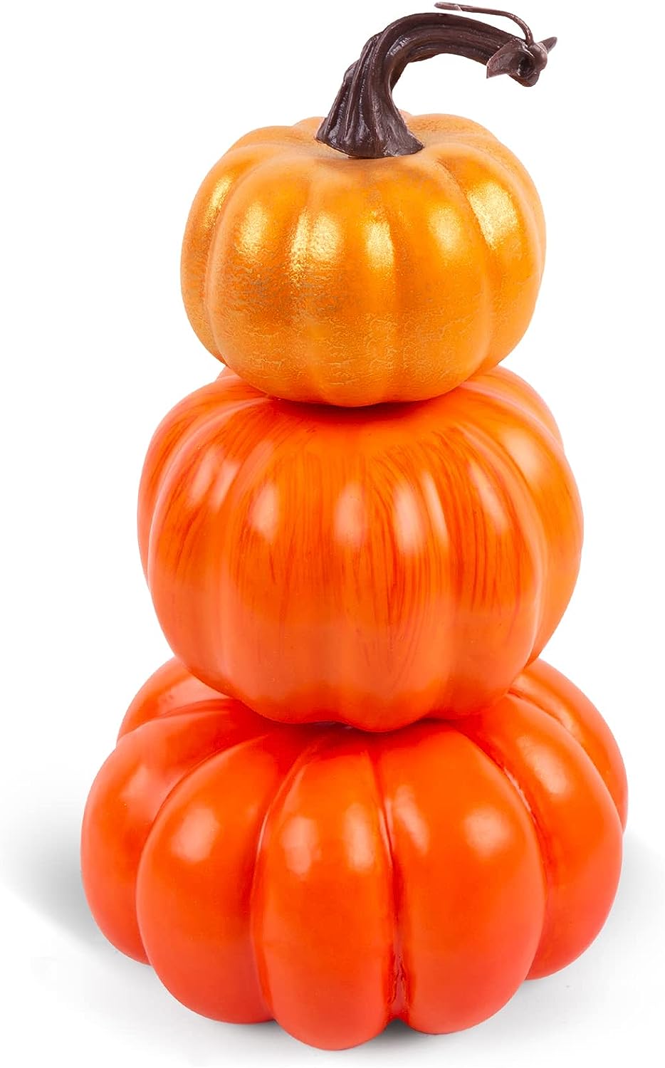 HAKACC Halloween 3 Layers Pumpkins, Stacked Artificial Pumpkin Tower Set for Home Thanksgiving Party Table Decoration Thanksgiving