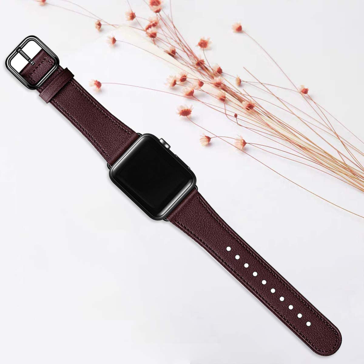 Mnbvcxz Watch Bands, and Case Compatible with Apple Watch, 38mm 40mm 42mm 44mm, Top Grain Leather Strap, Replacement Strap, Multiple Colours for iWatch Series 5/4/3/2/1, Unique Design