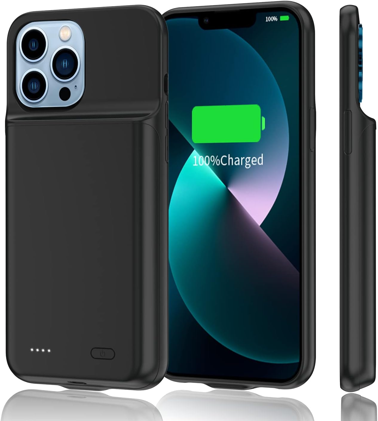 YISHDA Battery Case for iPhone 13 Pro, 7000mah Protective Rechargeable Battery Charger Case, Portable Charging Case for iPhone 13 Pro Extended Battery Charger Case,(6.1 inch, Black)