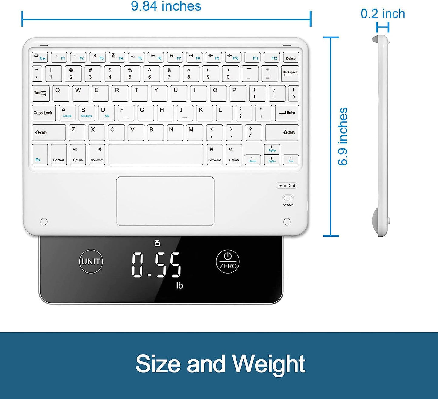 Bluetooth keyboard with Touchpad for iPad, Wireless keyboard with 7- Colours Backlight Tablet Keyboard for iPad, iPhone, Android, Tablets, Window, PC, Brand: BL