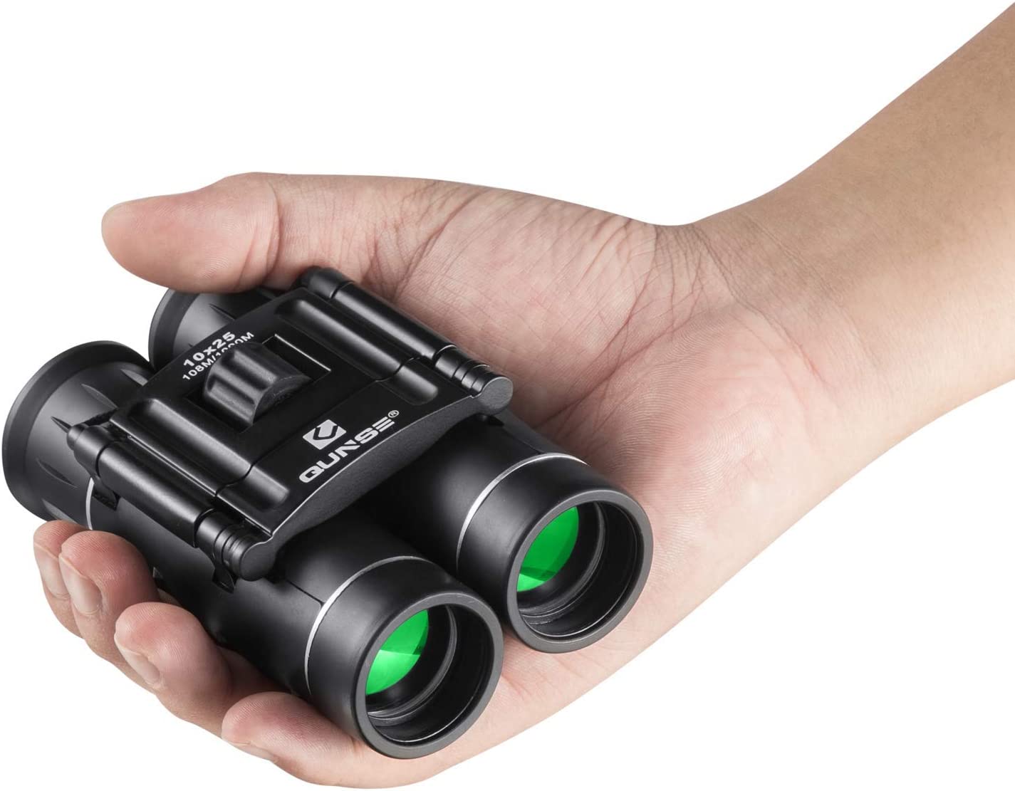 QUNSE Mini Pocket Small Binoculars, 10x25 Bird Watching Compact Folding Binoculars with Waterproof for Adults/ Kids/ Travelling/ Sightseeing/ Hunting