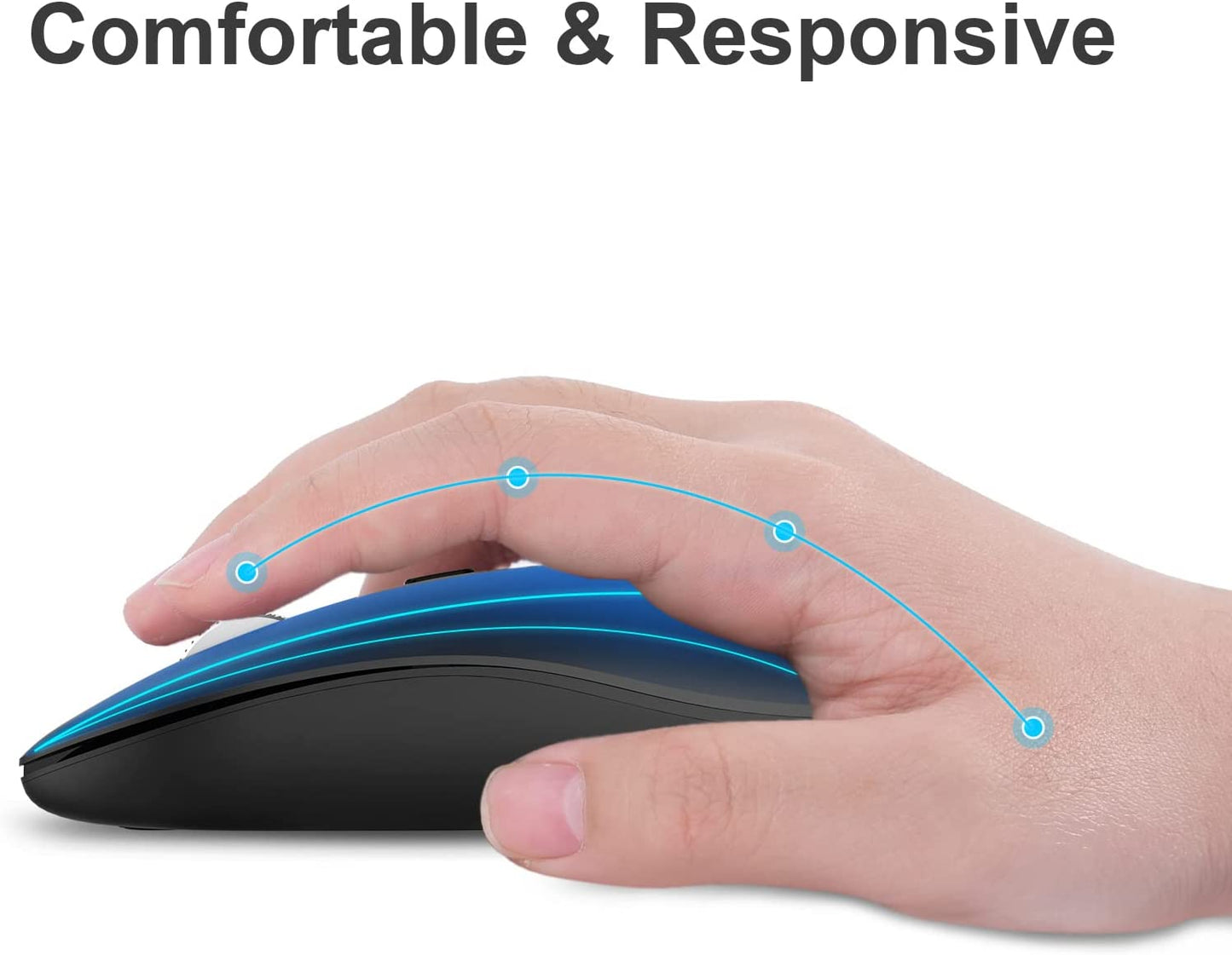 Cimetech Bluetooth Mouse, Wireless Bluetooth Mouse for Laptop Slim Silent Mouse Ergonomic Cordless Design Compatible with PC Mac Computer MacBook Notebook Tablet