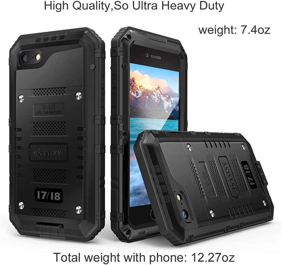 Beeasy Case for iPhone 8/7/SE 2022/SE 2020 Shockproof Waterproof Built-in Screen Protector, Cover Strong Tough Heavy Duty Armour Military Protective