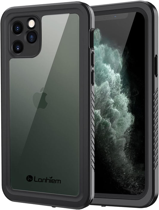 Lanhiem iPhone 11 Pro Case, IP68 Waterproof Dustproof Shockproof Case with Built-in Screen Protector, Full Body Protective Front and Clear Cover for iPhone 11 Pro (Black)