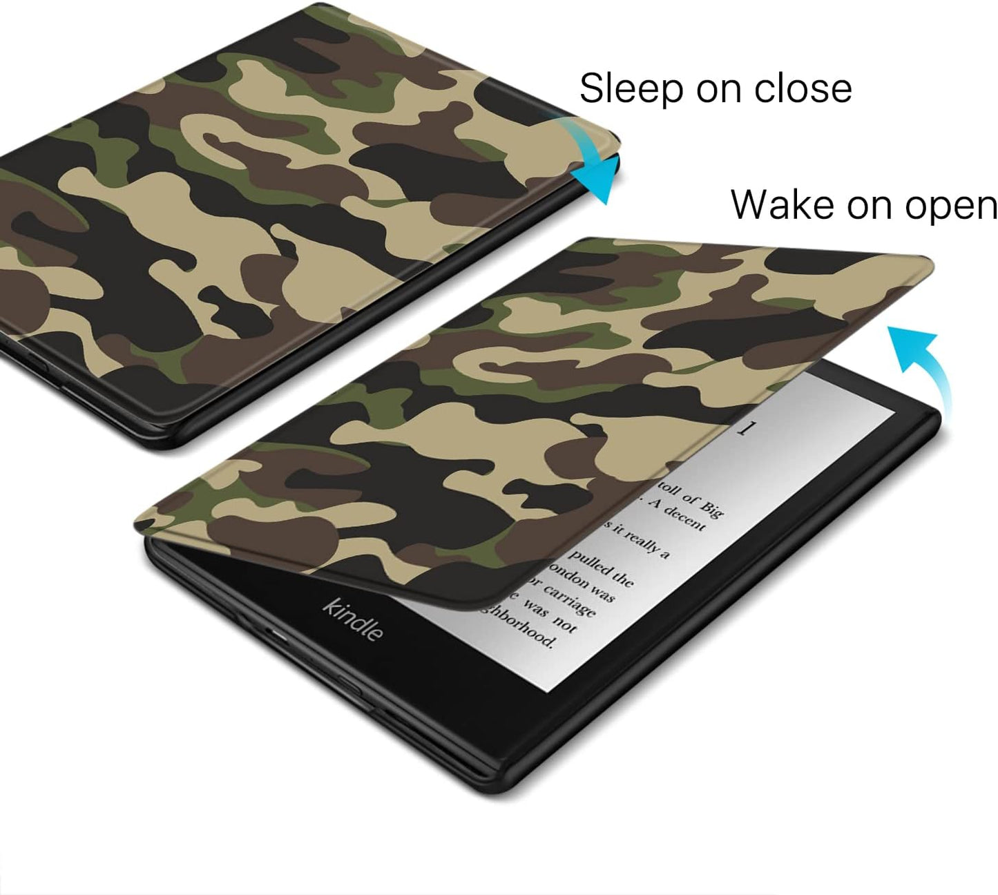 TNP Case for 6.8" Kindle Paperwhite 11th Generation 2021 / Kindle Paperwhite Signature Edition, PU Leather Cover, Protective Folio Case for Kindle E-Reader with Auto Sleep/Wake Camouflage