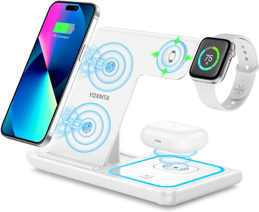 Charging Station for Apple Devices, Apple Watch Charger, iPhone and Watch Charger Stand for iPhone 14/13/12/11/Pro/X/Max/XS/XR/8/Plus, Apple Watch7/6/5/4/3/2/SE, Airpods 3/2/Pro(White) (Pink) (Blue)(Purlple)