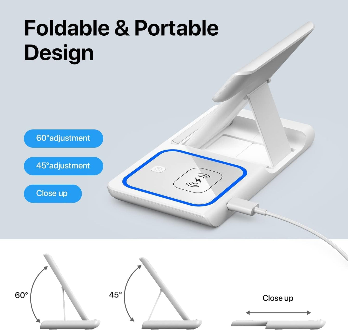 Charging Station for Apple Devices, Apple Watch Charger, iPhone and Watch Charger Stand for iPhone 14/13/12/11/Pro/X/Max/XS/XR/8/Plus, Apple Watch7/6/5/4/3/2/SE, Airpods 3/2/Pro(White) (Pink) (Blue)(Purlple)