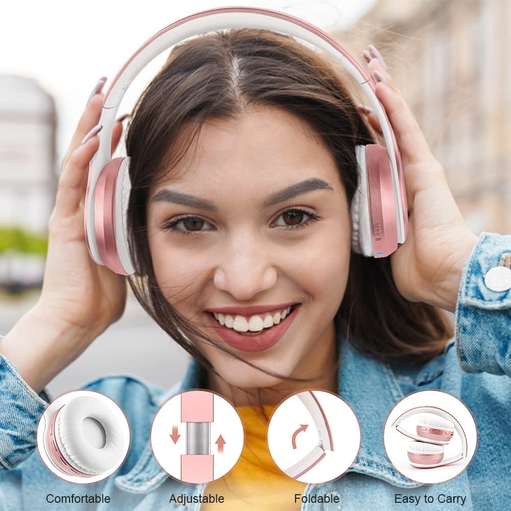 LOBKIN Over Ear Wireless Bluetooth Headphones HD Stereo Sound Long Playtime with Build-in Microphone and 3.5mm Cable for Wired Headset Mode Comfortable Soft Earpads