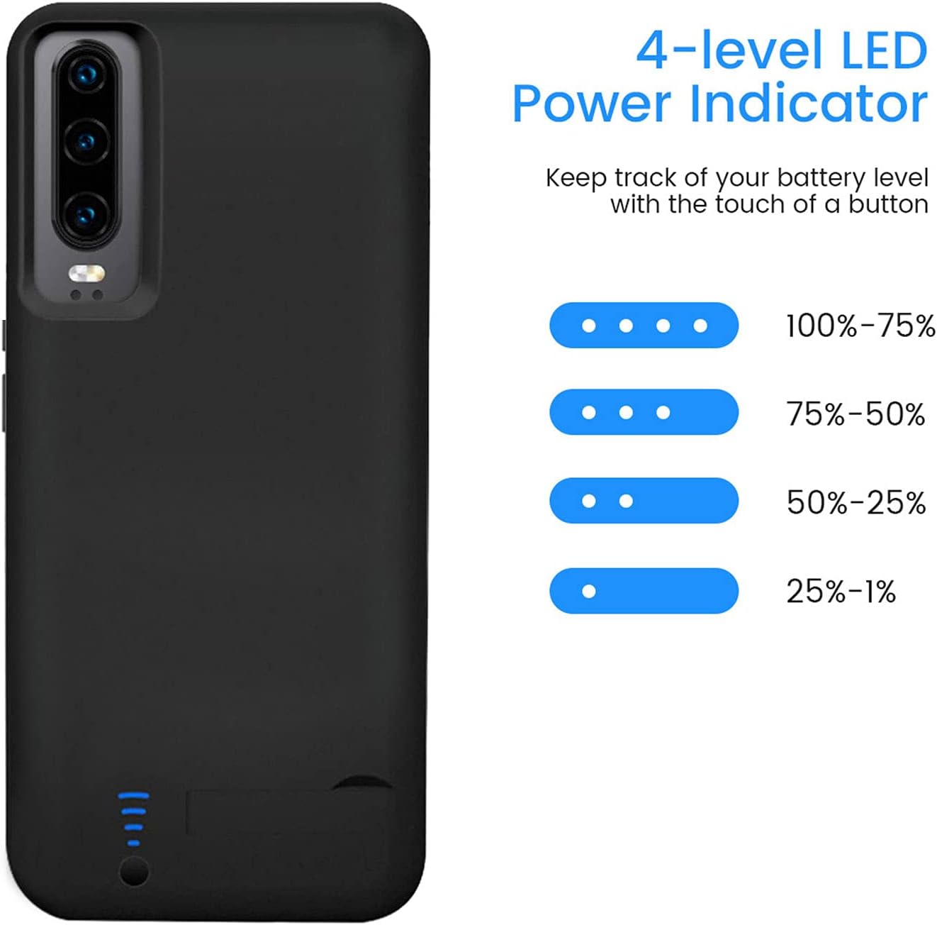 Battery Case for Huawei P30, 5000mAh Rechargeable Extended Battery Charging Case for Huawei P30 [6.1"] Portable External Backup Power Bank Battery Charger Pack Case [Not fit for P30 Pro]