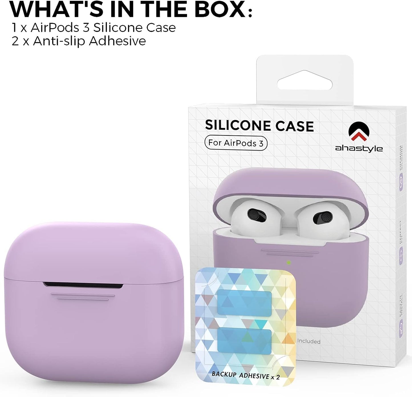 AhaStyle Airpods 3 Case Cover, Soft Silicone Protective Case Compatible with AirPods 3rd Full Body Shockproof Covers for Apple AirPods 3rd Generation 2021 (Lavender)