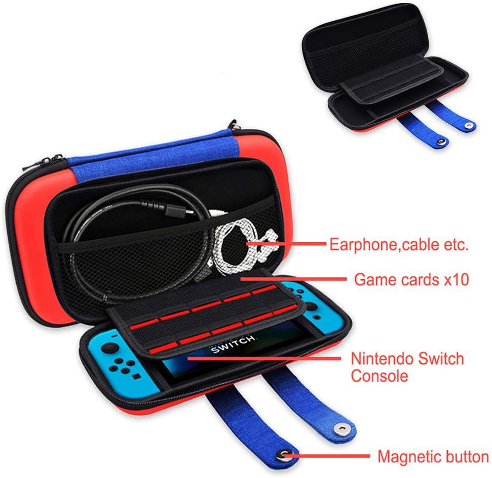 PALPOW Switch Case Compatible with Nintendo Switch and Switch OLED, Cute Portable Case for Switch with Game Holders for Mario Fans