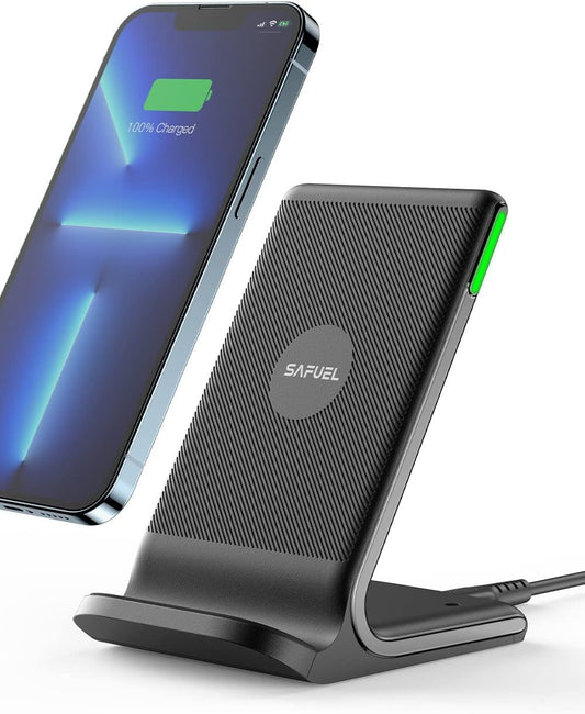 SAFUEL Wireless Charger Phone Stand, 15W Fast Wireless Charging Holder with Sleep-friendly Adaptive Light & Dual Charging Modes for iPhone 14 13 12 11 Pro Max Mini X XR Plus Samsung S22 S21 Google LG