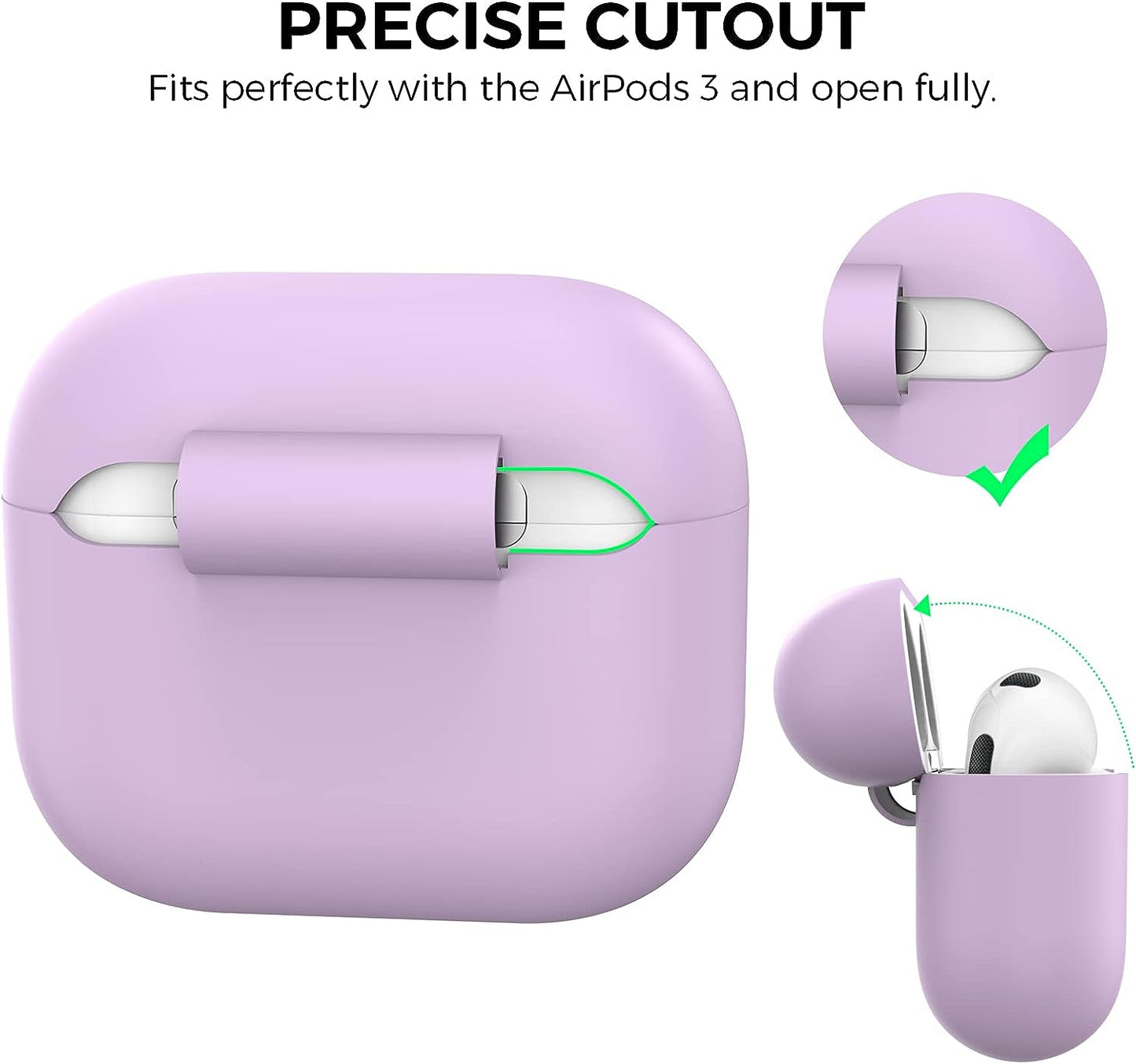 AhaStyle Airpods 3 Case Cover, Soft Silicone Protective Case Compatible with AirPods 3rd Full Body Shockproof Covers for Apple AirPods 3rd Generation 2021 (Lavender)