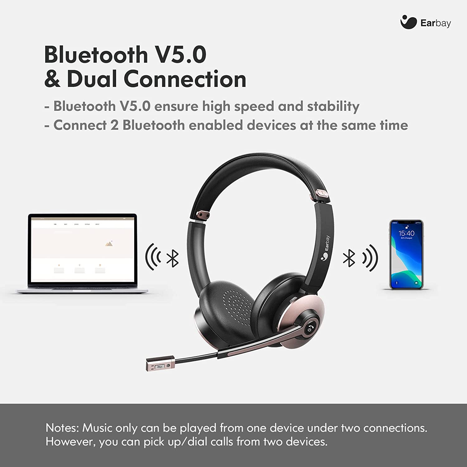 Bluetooth earphone discount connect 2 devices