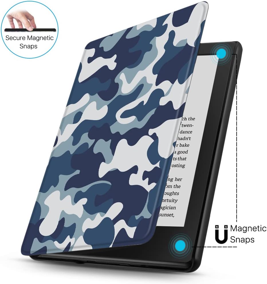 Case for Kindle 10th Generation - Slim & Light Smart Cover Case with Auto Sleep & Wake for Amazon Kindle E-reader 6" Display, 10th Generation 2019 Release (Camouflage Blue) TNP