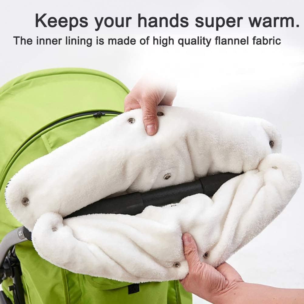 Stroller Fleece Hand Muff, DIAOPROTECT Pram Pushchair Gloves Hand Gloves Waterproof Windproof Breathable Anti-Freeze Extra Thick Warm Winter Baby Stroller Gloves (Black)