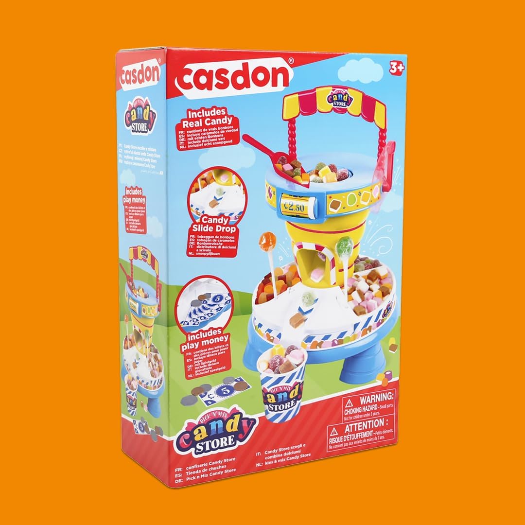 Casdon Pick & Mix Candy Store | Interactive Sweet Shop Set For Children 3+ | Rotating Price Wheel, Play Money & Real Sweets Included!