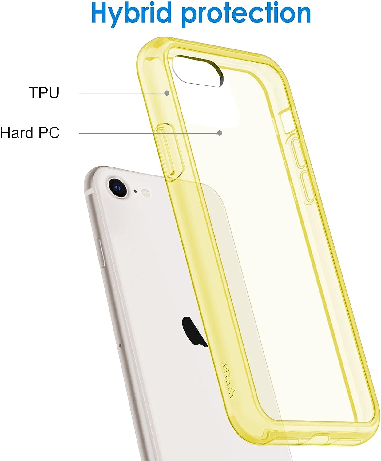 JETech Case for iPhone SE 3/2 (2022/2020 Edition), 4.7-Inch, Shockproof Phone Bumper Cover, Anti-Scratch Clear Back (Yellow)