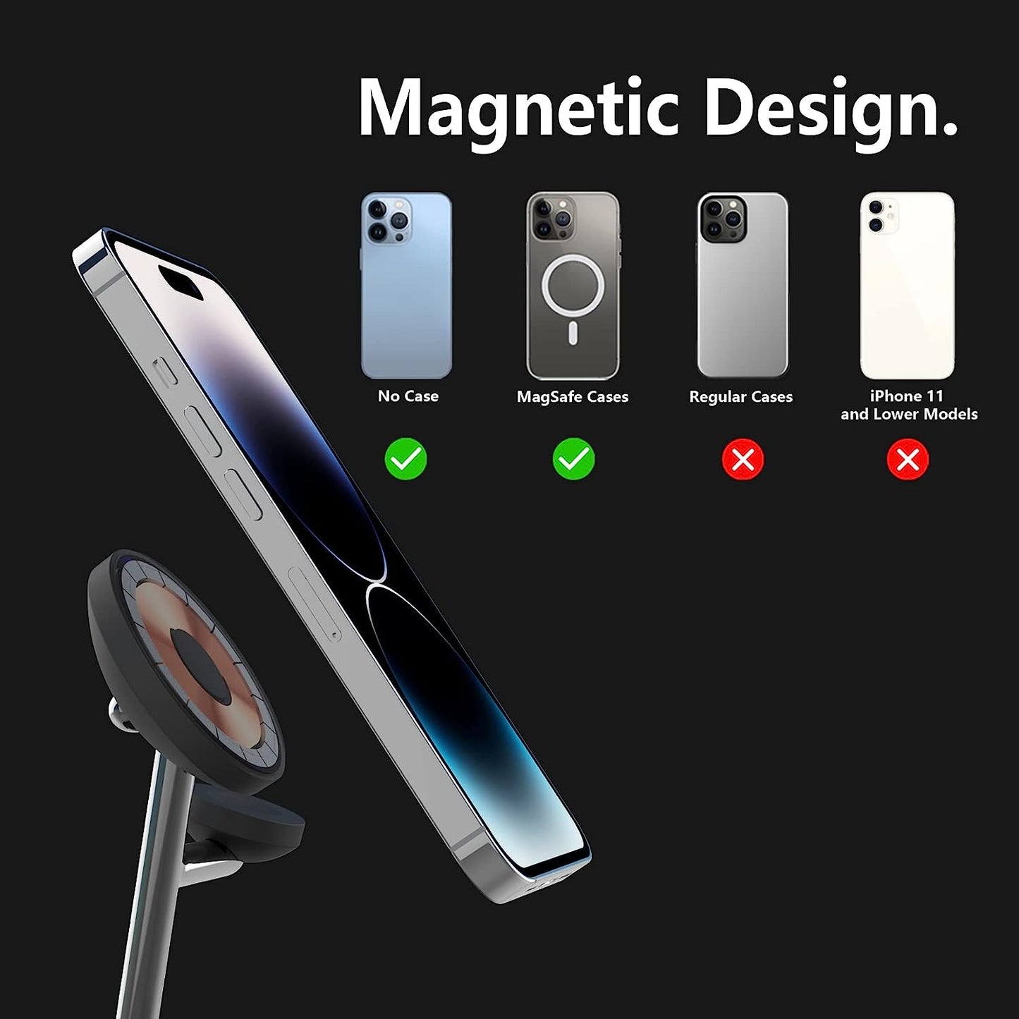 Magnetic Wireless Charger, Boaraino 3 in 1 Wireless Charging Station Compatible with iPhone 14/14 Plus/14 Pro/13/12/11, Apple Watch 7/6/SE/5/4/3, AirPods 2/Pro (18W Adapter Included)